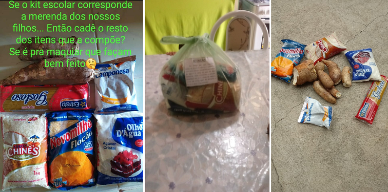 Pais de alunos reclamam da precariedade de cesta básica doada pela Prefeitura de Monsenhor Hipólito